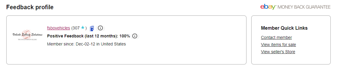 100 percent positive feedback on ebay motors