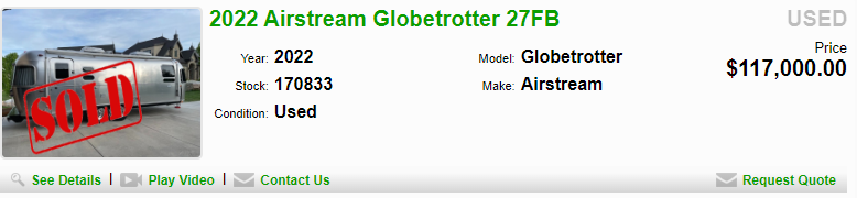high rv market value airstream sale